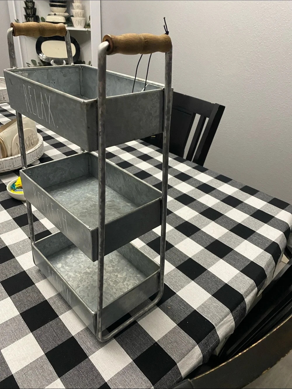 Rae Dunn Galvanized Metal 3-Tier Bath Organizer - Relax Refresh Renew